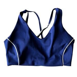 CRANE Blue lace trim sports bra fits 32 34 36 removable pads NWT Sz M